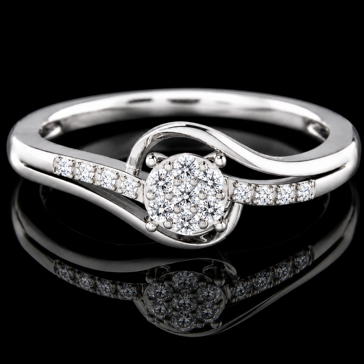 1.20 Ct Pet Cremation Ring Memory Diamond Ring Cluster Engagement Ring Round Halo Solitaire 14K White Gold Black Jack