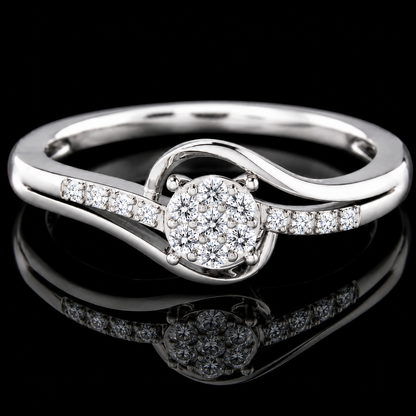1.20 Ct Pet Cremation Ring Memory Diamond Ring Cluster Engagement Ring Round Halo Solitaire 14K White Gold Black Jack