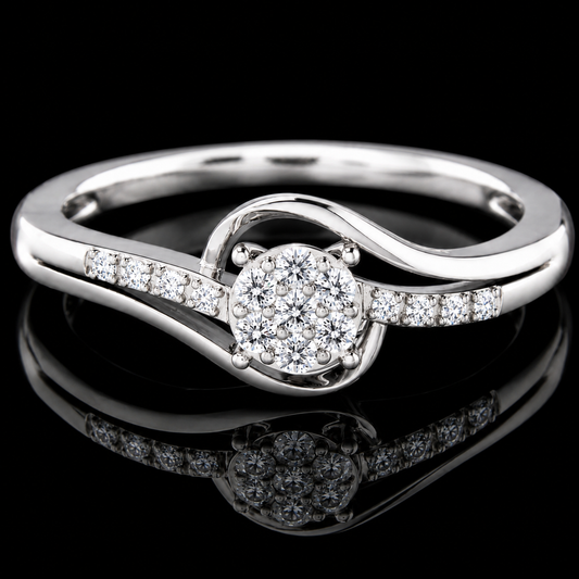 1.20 Ct Pet Cremation Ring Memory Diamond Ring Cluster Engagement Ring Round Halo Solitaire 14K White Gold Black Jack