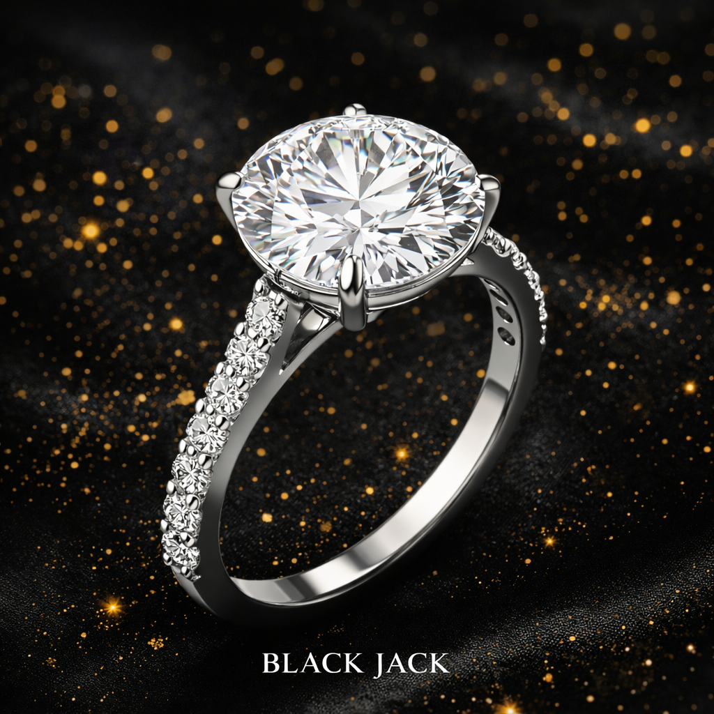 10.20 Carat Total Lab-Grown Diamond Diamond-Accented Shoulder Solitaire Engagement Ring Round Brilliant in 14K White Gold