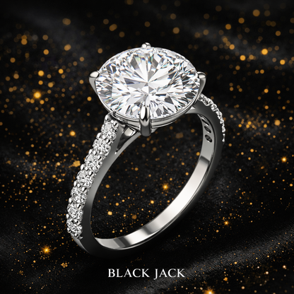 10.20 Carat Total Lab-Grown Diamond Diamond-Accented Shoulder Solitaire Engagement Ring Round Brilliant in 14K White Gold