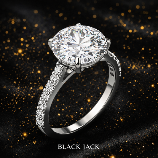 10.20 Carat Total Lab-Grown Diamond Diamond-Accented Shoulder Solitaire Engagement Ring Round Brilliant in 14K White Gold