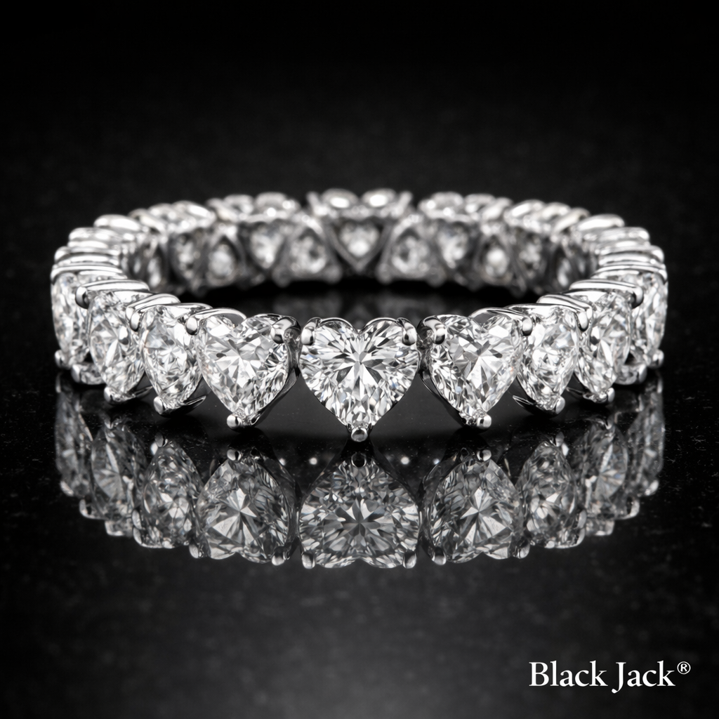 3.20 Carat Lab-Grown Diamond Wedding Band Heart Cut in 14K White Gold