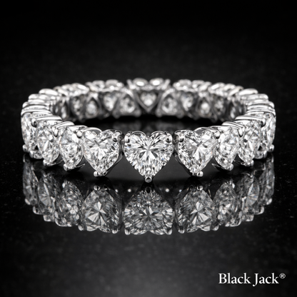 3.20 Carat Lab-Grown Diamond Wedding Band Heart Cut in 14K White Gold