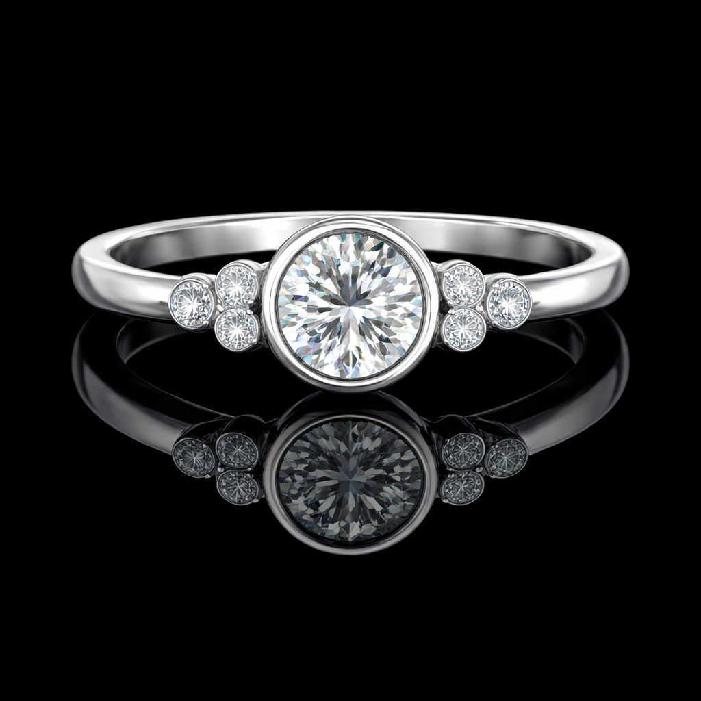 2.20 Carat Lab-Grown Diamond Engagement Ring Round Cut with Side Stones in 14K White Gold