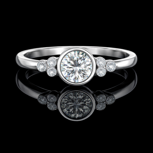 2.20 Carat Lab-Grown Diamond Engagement Ring Round Cut with Side Stones in 14K White Gold