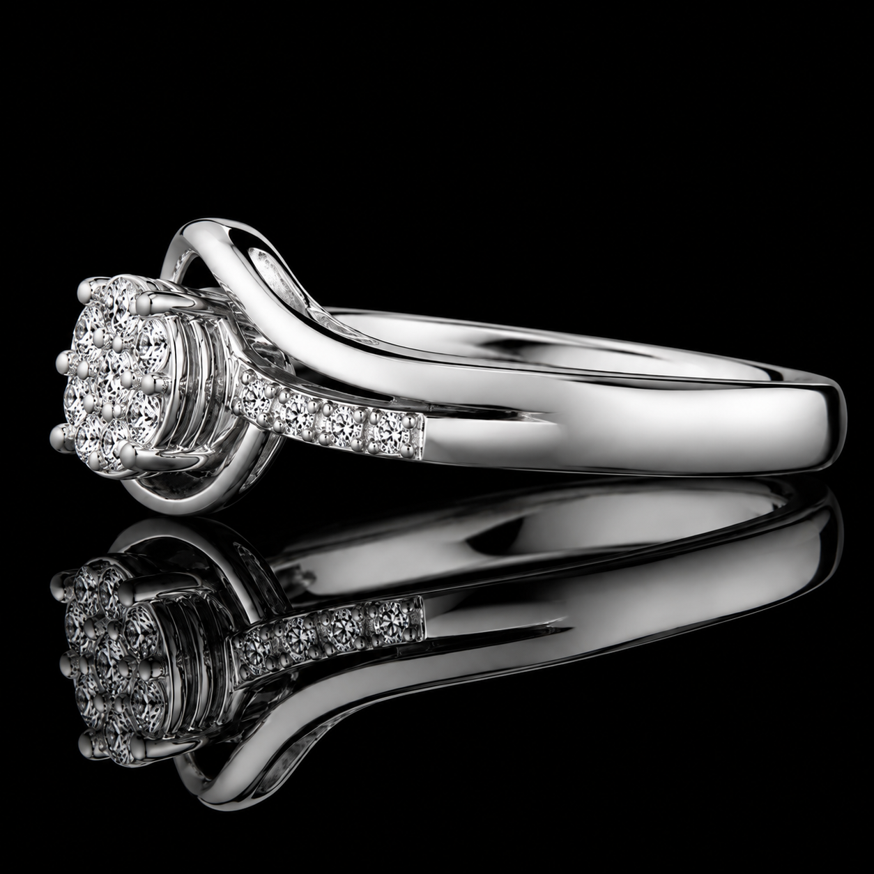 1.20 Ct Pet Cremation Ring Memory Diamond Ring Cluster Engagement Ring Round Halo Solitaire 14K White Gold Black Jack