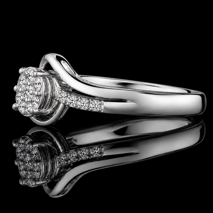 1.20 Ct Pet Cremation Ring Memory Diamond Ring Cluster Engagement Ring Round Halo Solitaire 14K White Gold Black Jack