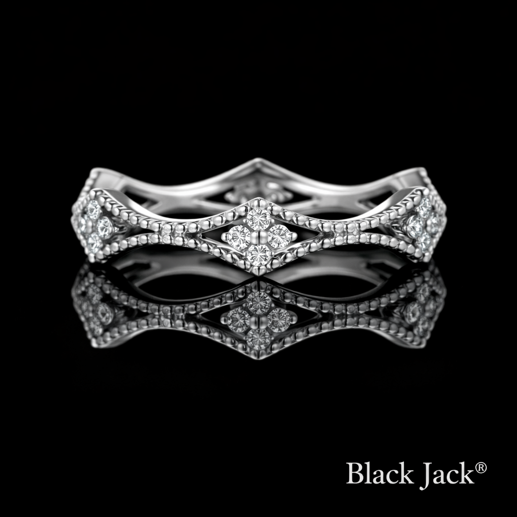 1.00 Carat Lab-Grown Diamond Women’s Wedding Band Geometric Diamond Design in 14K White Gold