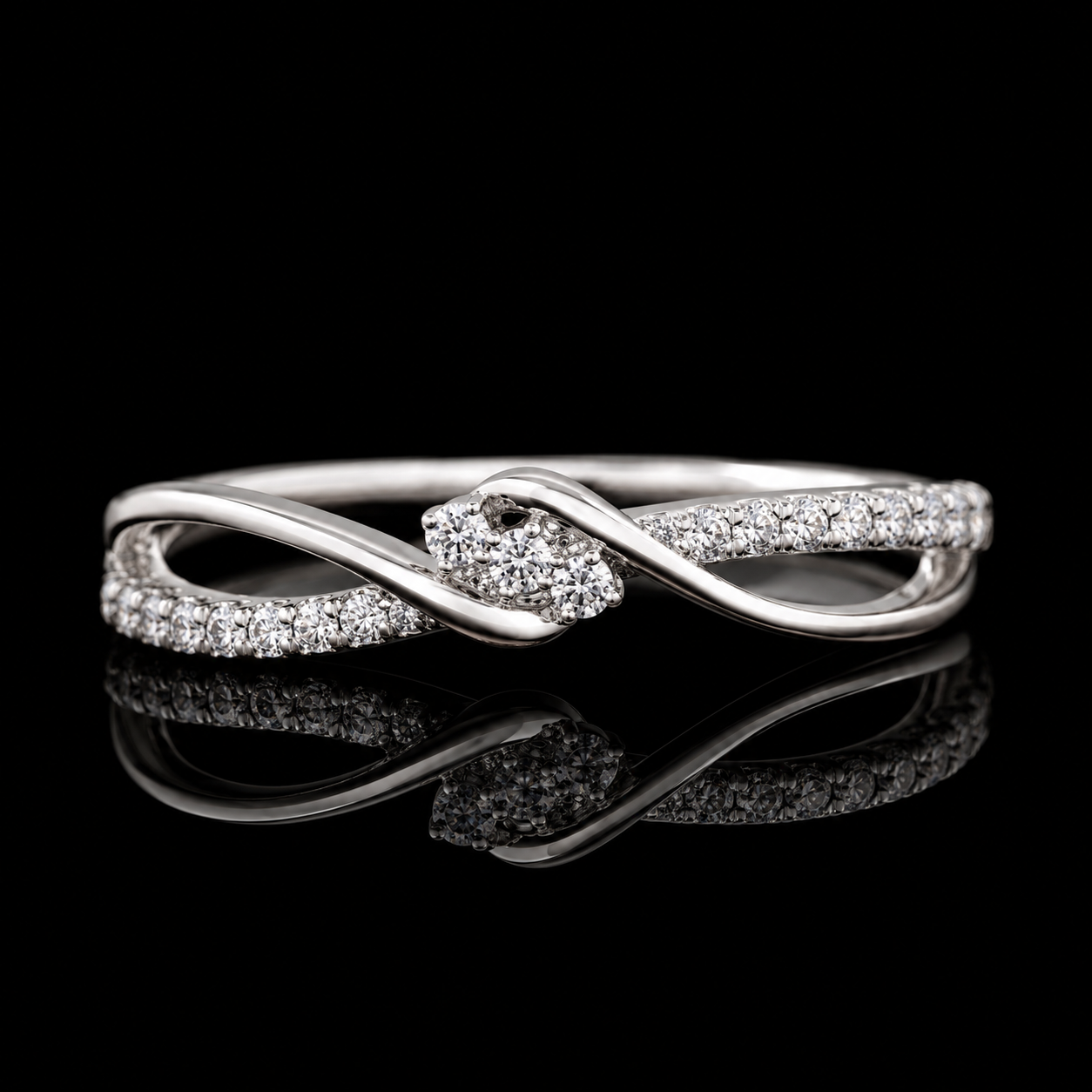 1.50 Ct Pet Memorial Diamond Ring Infinity Cluster Memory Diamond Ring Round Cut 14K White Gold Black Jack