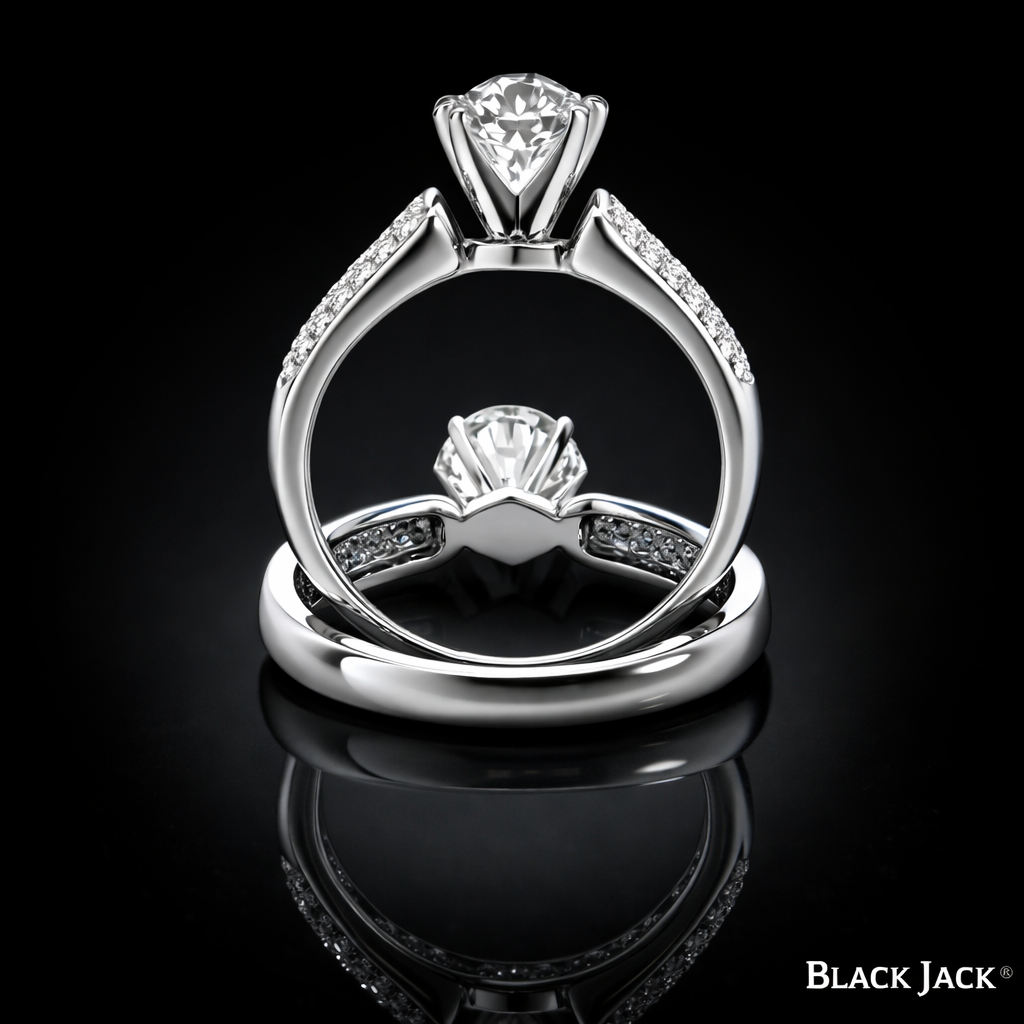 2.80 Carat Round Cut Moissanite Pavé Shoulder Solitaire Engagement Ring in 925 Sterling Silver