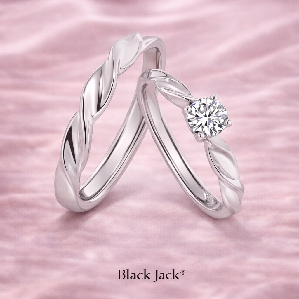 1.25 CT Twisted band Lab grown Diamond Couple Engagement Rings in 14K White Gold | IGI Certified