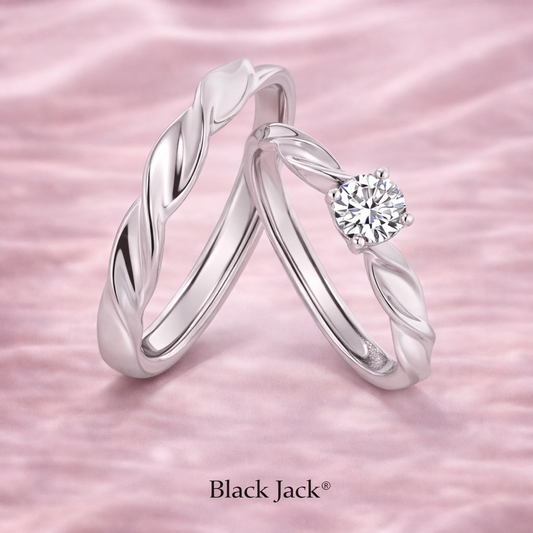 1.25 CT Twisted band Lab grown Diamond Couple Engagement Rings in 14K White Gold | IGI Certified