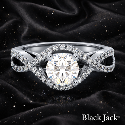 5.10 Carat Lab-Grown Diamond Infinity Halo Engagement Ring Round Cut with Pavé Band in 14K White Gold IGI Certified