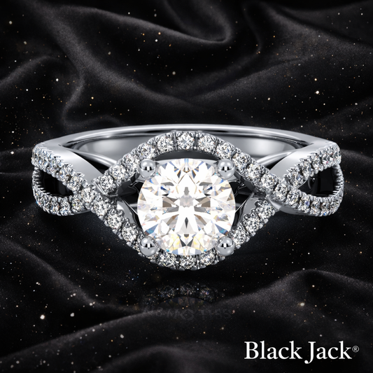 5.10 Carat Lab-Grown Diamond Infinity Halo Engagement Ring Round Cut with Pavé Band in 14K White Gold IGI Certified