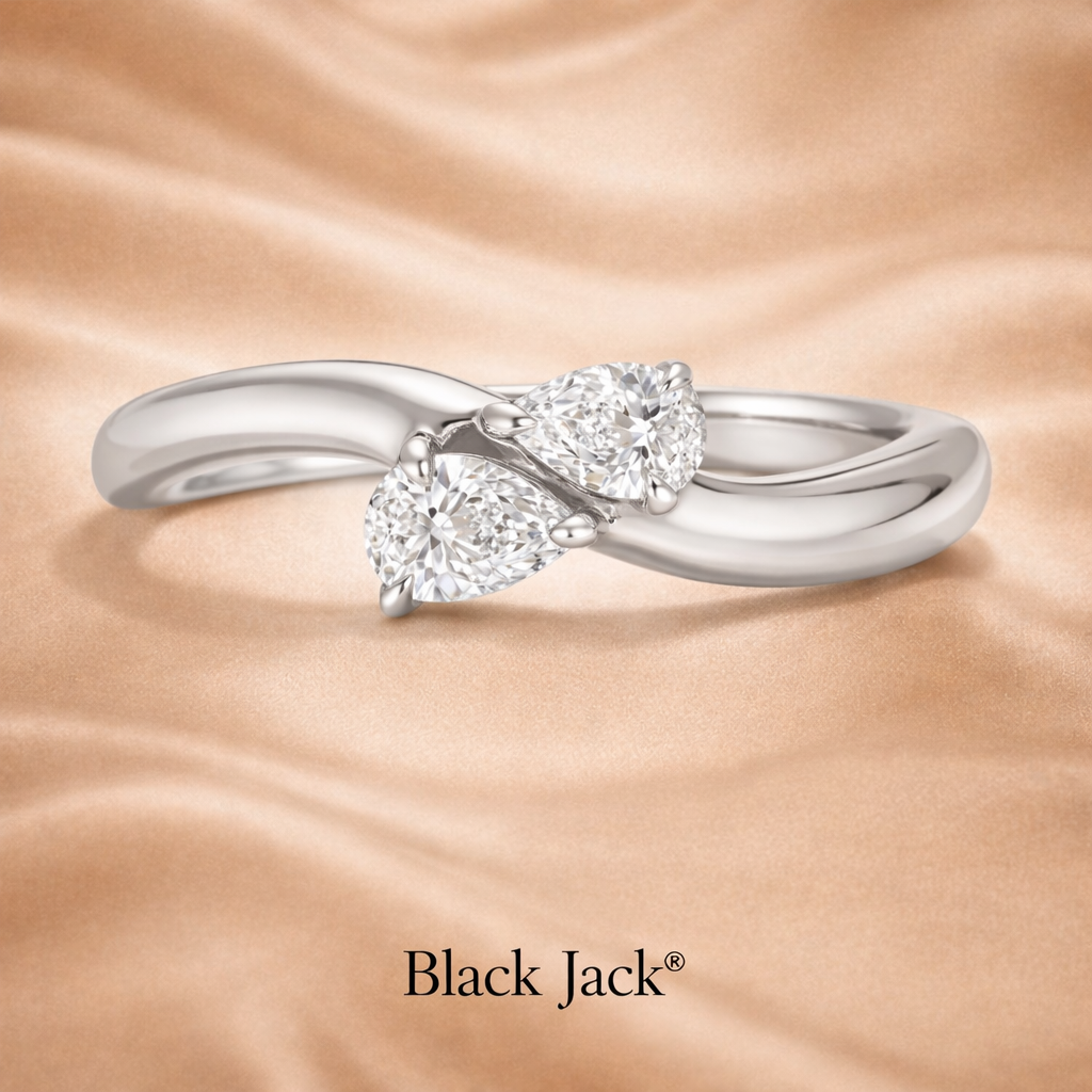 1.00 CT Total Pear Shape Lab Grown Diamond Toi et Moi Engagement Ring in 14K White Gold | Brand Authenticity Certified