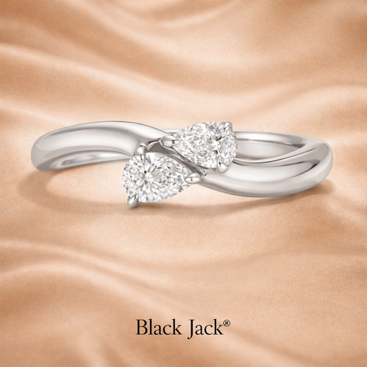 1.00 CT Total Pear Shape Lab Grown Diamond Toi et Moi Engagement Ring in 14K White Gold | Brand Authenticity Certified