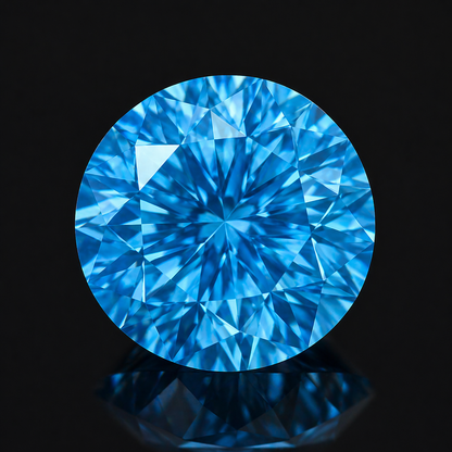 Round Blue Ashes Funeral Keepsake Diamond – Loose Memorial Stone Black Jack