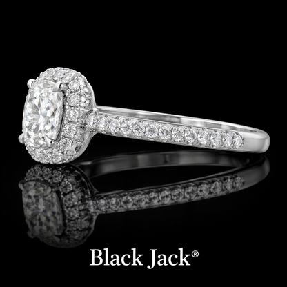 2.70 Carat Lab-Grown Diamond Cushion Halo Engagement Ring Cushion Cut in 14K White Gold
