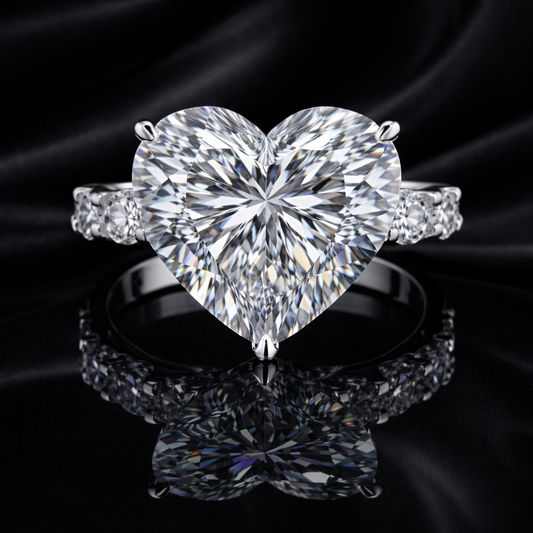 5.40 Carat Lab-Grown Diamond Heart Cut Cathedral Pavé Engagement Ring in 14K White Gold
