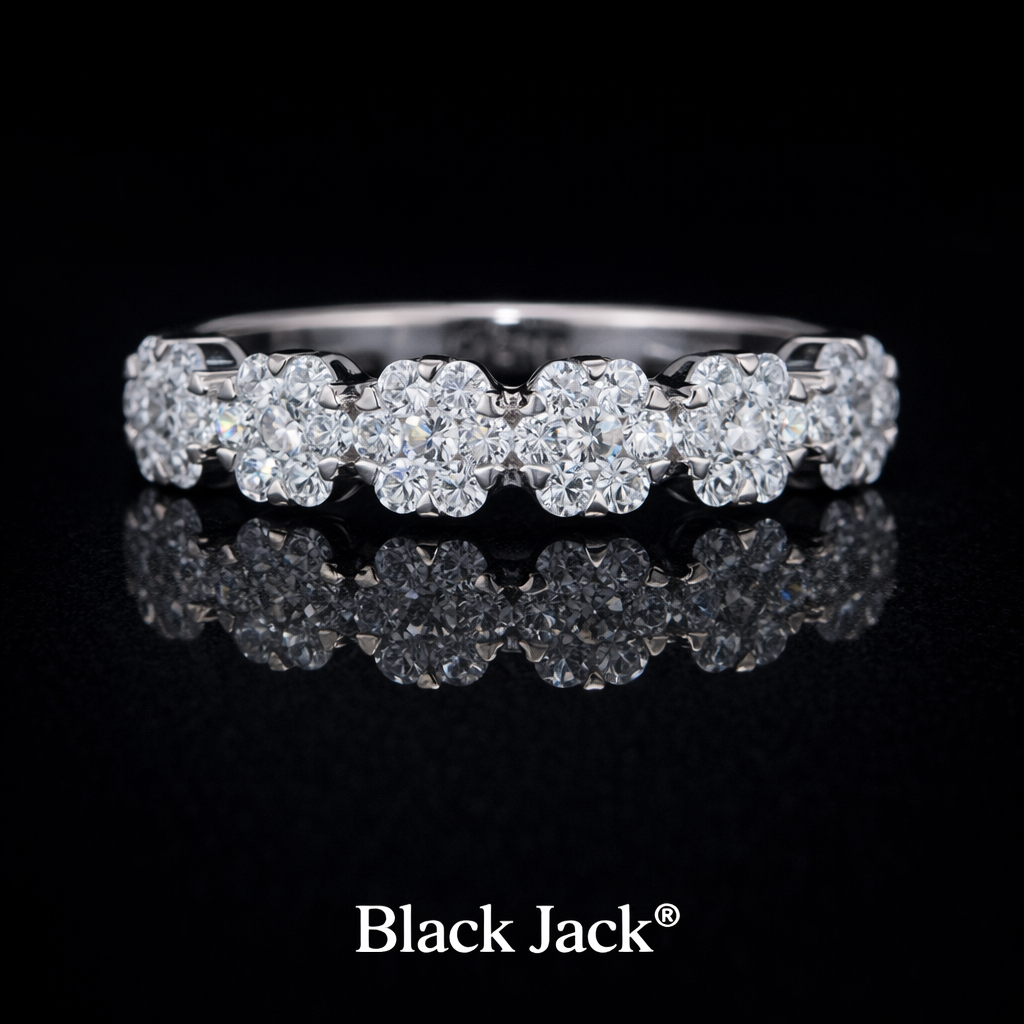 0.75 Carat Round Cut Lab-Grown Diamond Wedding Band Ring in 925 Sterling Silver