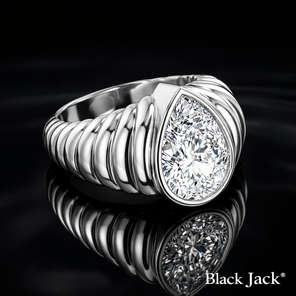 3.00 Carat Pear Cut Moissanite Statement Ring in 925 Sterling Silver