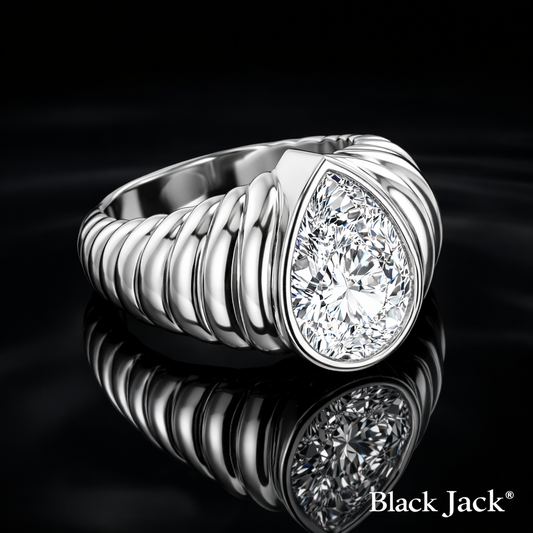 3.00 Carat Pear Cut Moissanite Statement Ring in 925 Sterling Silver