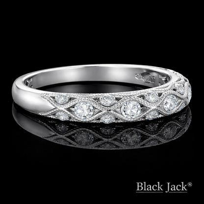0.50 Carat Lab-Grown Diamond Women’s Wedding Band Vintage Wave Design in 14K White Gold