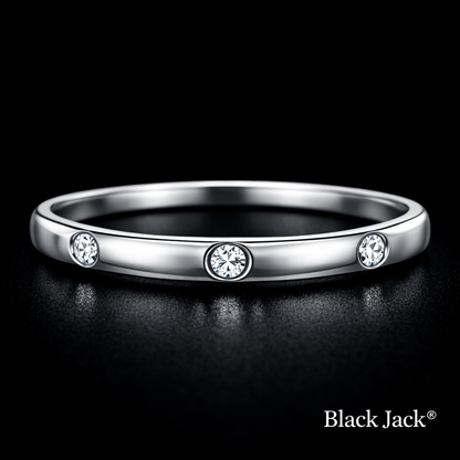 0.25 Carat Round Cut Lab-Grown Diamond Bezel Set Wedding Band Ring in 925 Sterling Silver