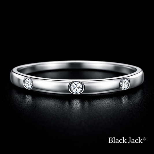 0.25 Carat Round Cut Lab-Grown Diamond Bezel Set Wedding Band Ring in 925 Sterling Silver