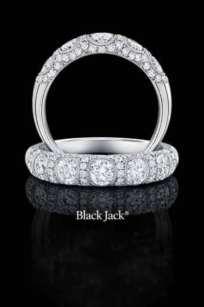3.25 Carat Lab-Grown Diamond Wedding Band Round Cut Halo Design in 14K White Gold