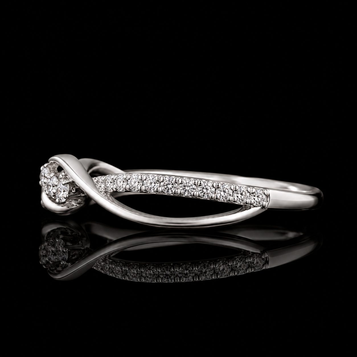 1.50 Ct Pet Memorial Diamond Ring Infinity Cluster Memory Diamond Ring Round Cut 14K White Gold Black Jack