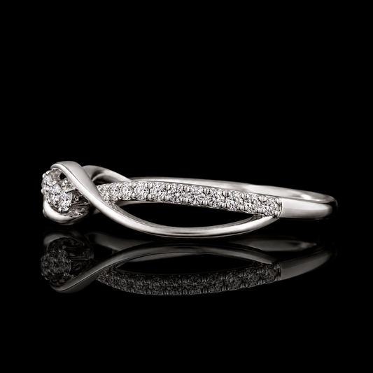 1.50 Ct Pet Memorial Diamond Ring Infinity Cluster Memory Diamond Ring Round Cut 14K White Gold Black Jack