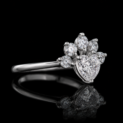 1.00 Ct Heart Promise Ring Memory Diamond Ring 14K White Gold Black Jack
