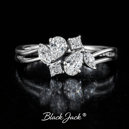 2.00 Carat Mixed Cut Lab-Grown Diamond Floral Cluster Engagement Ring in 925 Sterling Silver