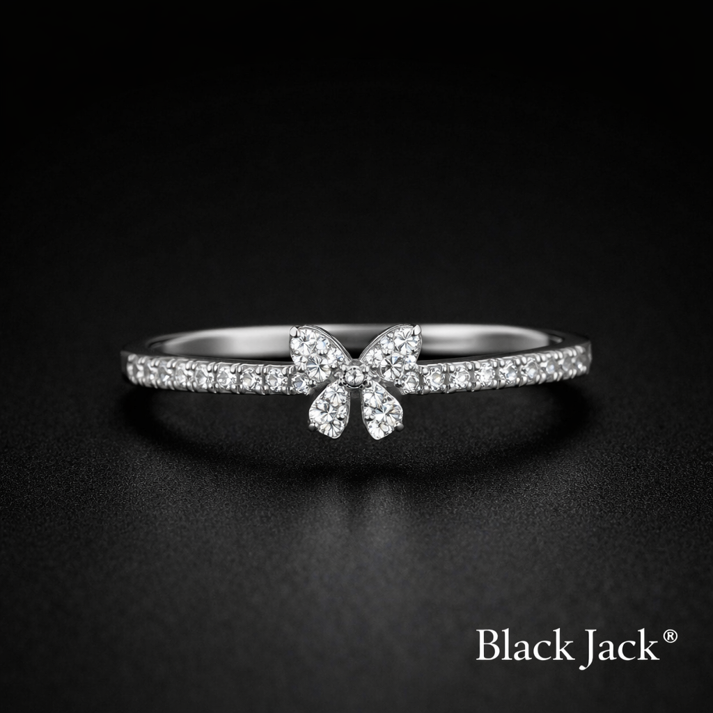 0.35 Carat Lab-Grown Diamond Floral Butterfly Band Ring in 925 Sterling Silver