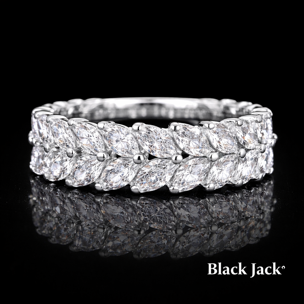 4.00 Ct Lab Grown Diamond Marquise Eternity Wedding Band in 14K White Gold – Women’s Luxury Ring