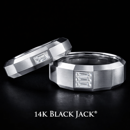 0.40 Carat Women & 0.70 Carat Men Lab-Grown Diamond Couple Wedding Ring Set  Baguette Cut in 14K White Gold