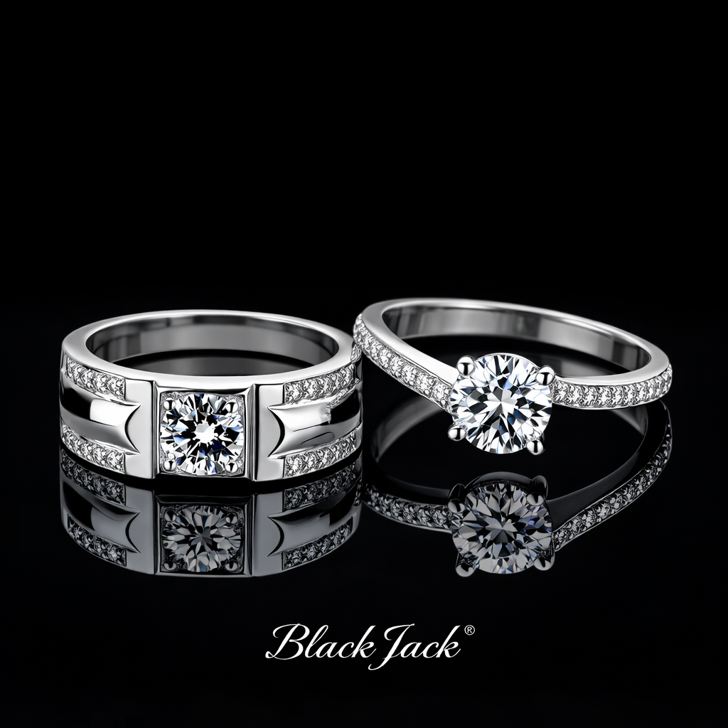1.50 Ct Women’s Engagement Ring and 1.00 Ct Men’s Engagement Ring Custom Memory Diamond Couple Rings Lab-Grown Diamond from Personal Carbon in 14K Gold