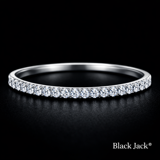 0.60 Carat Round Cut Lab-Grown Diamond Pavé Wedding Band Ring in 925 Sterling Silver
