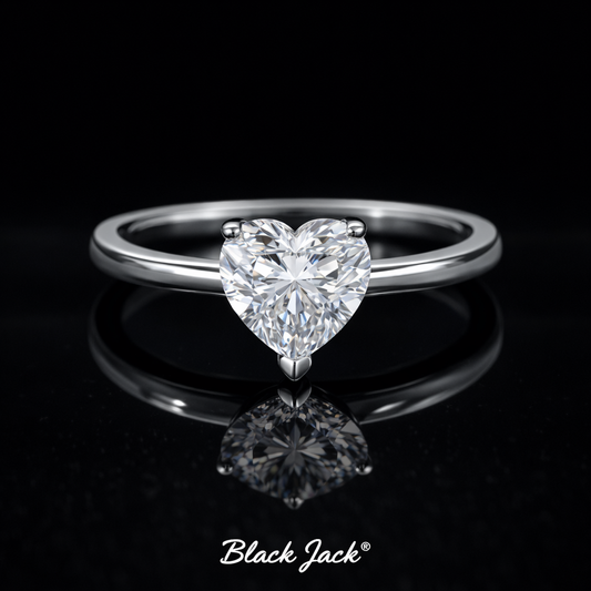 Dual Heart Moissanite Memory Ring – 1.50 Ct Human & Pet Ashes Memorial Design in 14K White Gold | Black Jack®