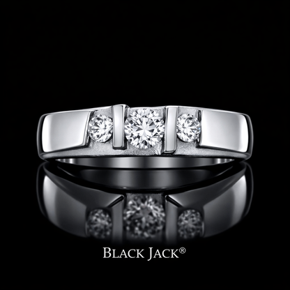 0.40 Ct Three Stone Round Cut Men’s Wedding Band Custom Memory Diamond Men’s Wedding Band Lab-Grown Diamond from Personal Carbon in 14K Gold