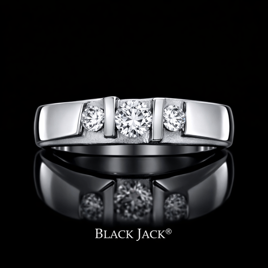 0.40 Ct Three Stone Round Cut Men’s Wedding Band Custom Memory Diamond Men’s Wedding Band Lab-Grown Diamond from Personal Carbon in 14K Gold