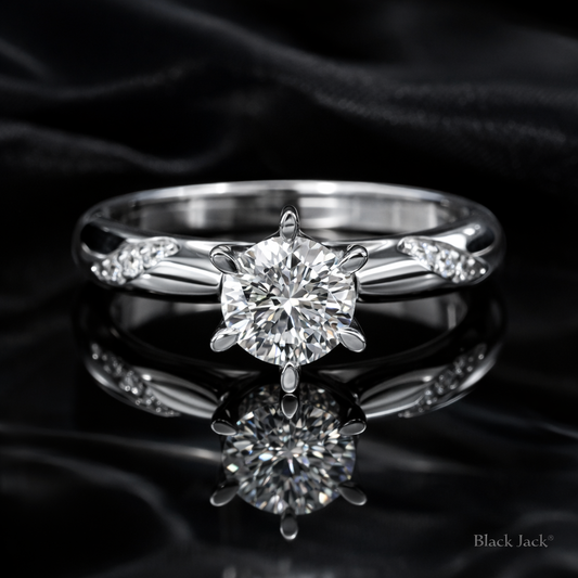 1.18 Carat Lab-Grown Diamond Twisted Pavé Solitaire Engagement Ring – Round Brilliant in 14K White Gold