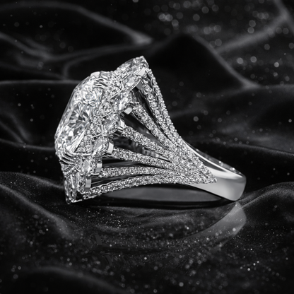 6.80 Carat Lab-Grown Diamond Floral Halo Engagement Ring – Cushion Cut in 14K White Gold