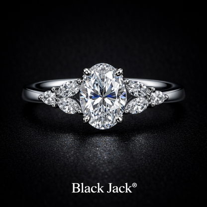 2.50 Carat Oval & Marquise Cut Lab-Grown Diamond Three Stone Engagement Ring in 925 Sterling Silver