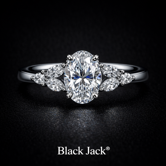 2.50 Carat Oval & Marquise Cut Lab-Grown Diamond Three Stone Engagement Ring in 925 Sterling Silver