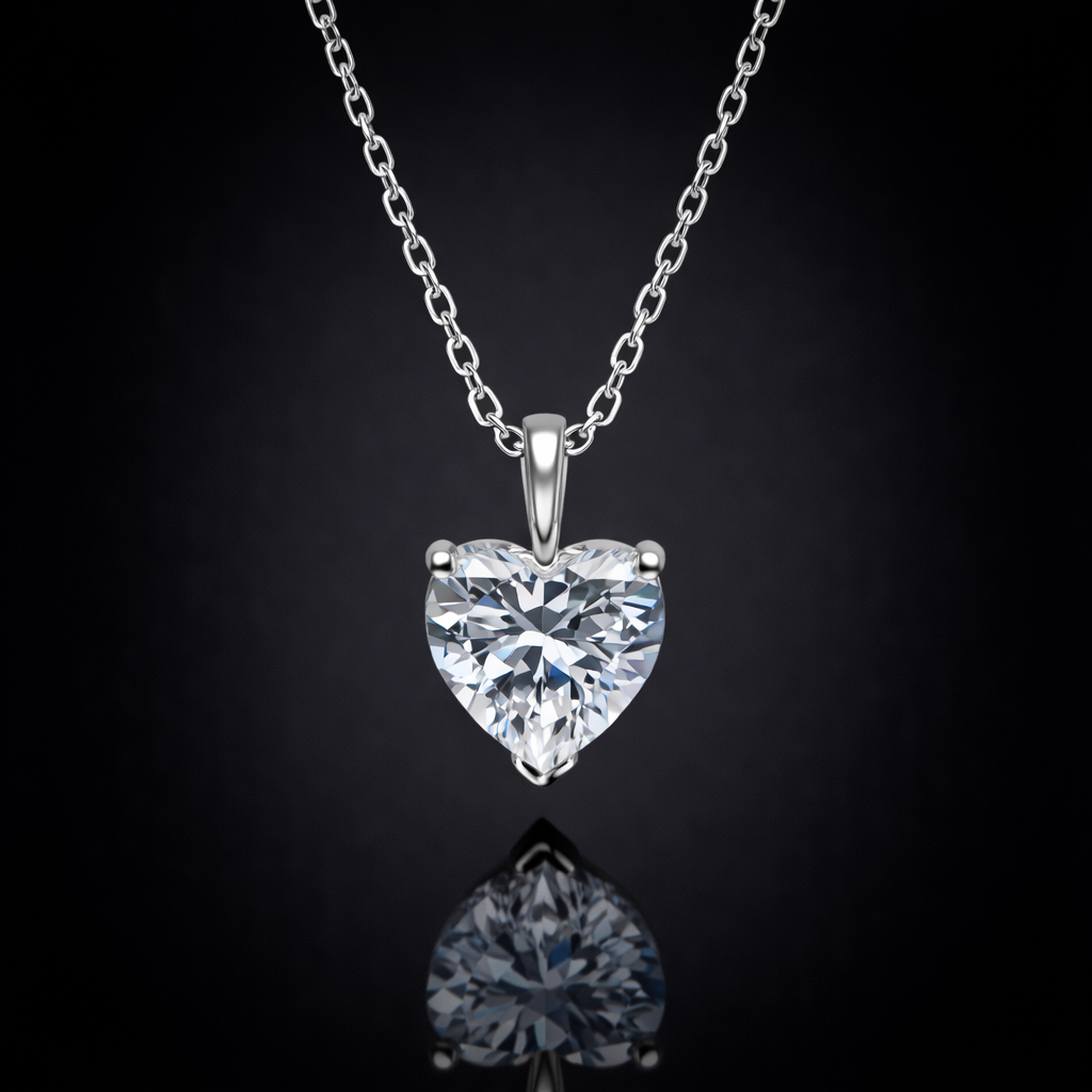 1.00 Ct Lab-Grown Diamond Heart-Shaped Solitaire Pendant in 925 Sterling Silver