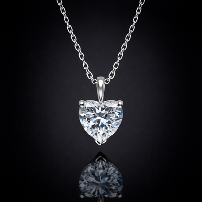 1.00 Ct Lab-Grown Diamond Heart-Shaped Solitaire Pendant in 925 Sterling Silver