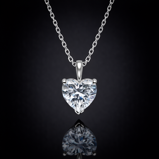 1.00 Ct Lab-Grown Diamond Heart-Shaped Solitaire Pendant in 925 Sterling Silver